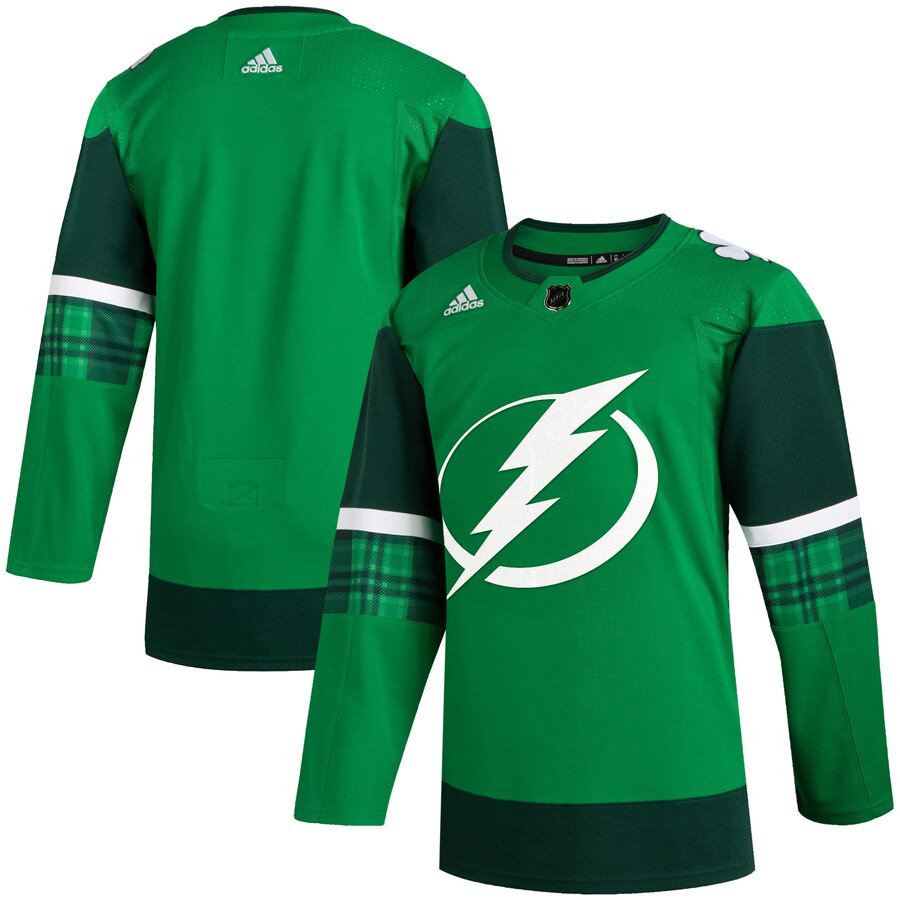 Tampa Bay Lightning Blank Men Adidas 2020 St. Patrick Day Stitched NHL Jersey Green